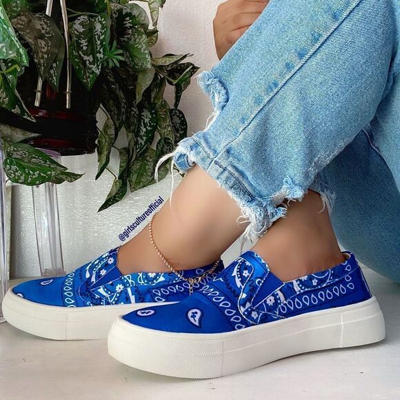 Shoes - Blue Bandana Tennis Sneakers
